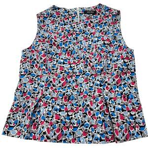 Nine West Top Size 14 Blue Pink White Sleeveless Flowy Loose Fit Vibrant